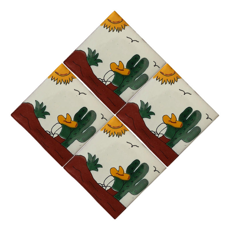 Azulejo 10.5cm Artesanal Tipo Talavera Liso 90pz #acln-17