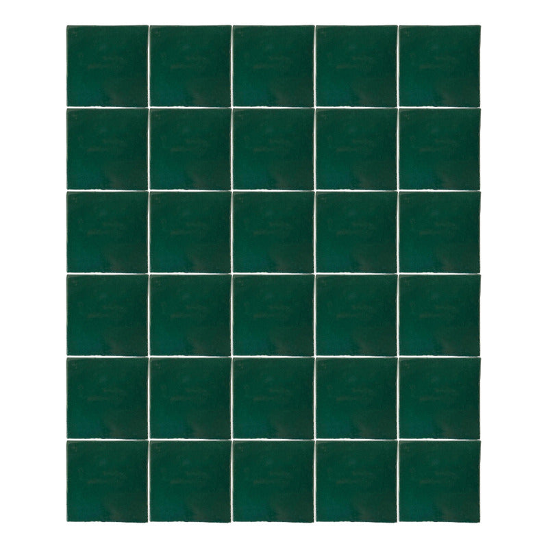 Azulejo 10.5cm Artesanal Tipo Talavera Liso 90pz Verde Rana