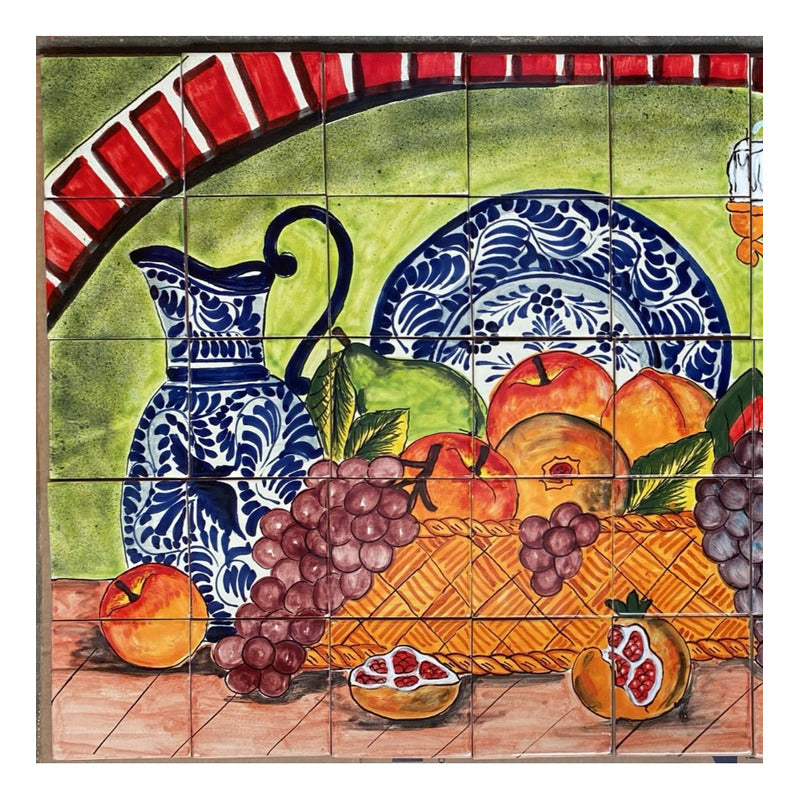 Mural 35pz Azulejo Artesanal Tipo Talavera Liso #m035-91 Variado