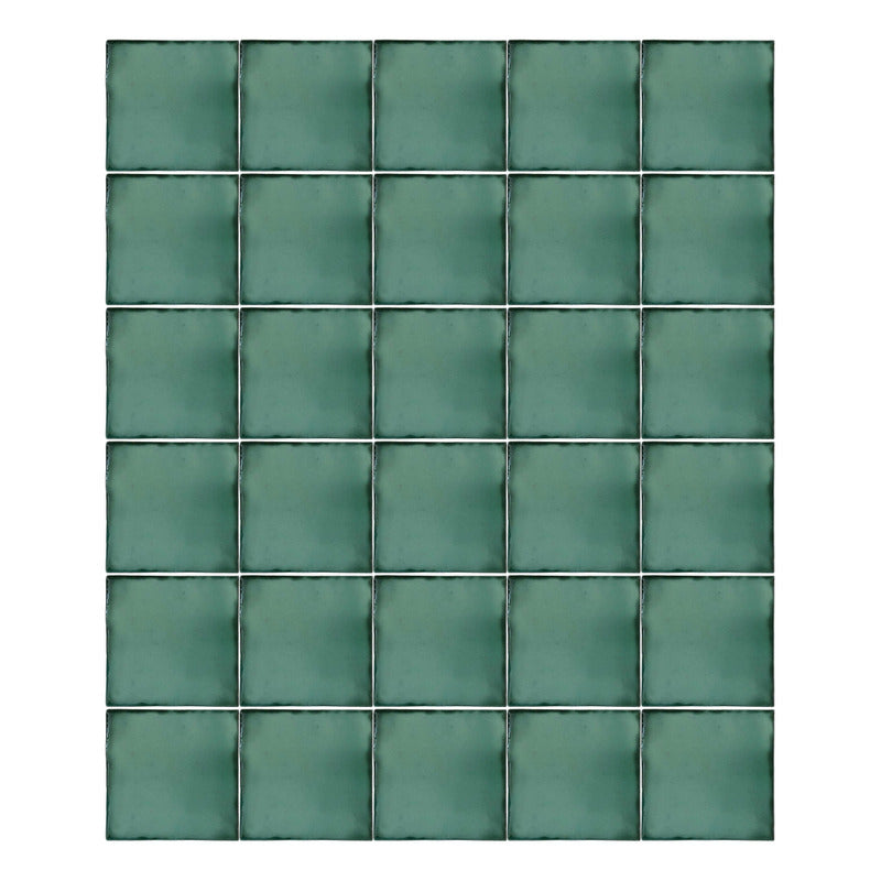 Azulejo Artesanal Talavera Liso 90pz Verde Esmeralda