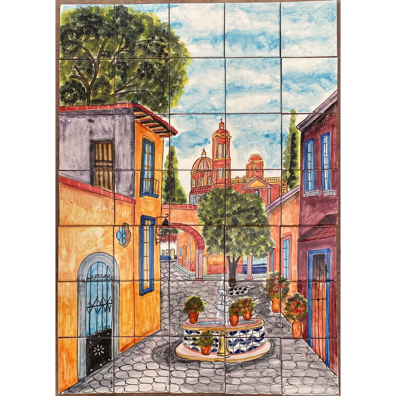 Mural 35pz Azulejo Artesanal Tipo Talavera Liso #m035-58 M035-58.02