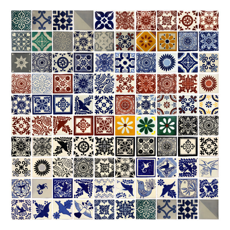 Azulejo 10.5cm Artesanal Talavera Liso 90pz #acls Acls