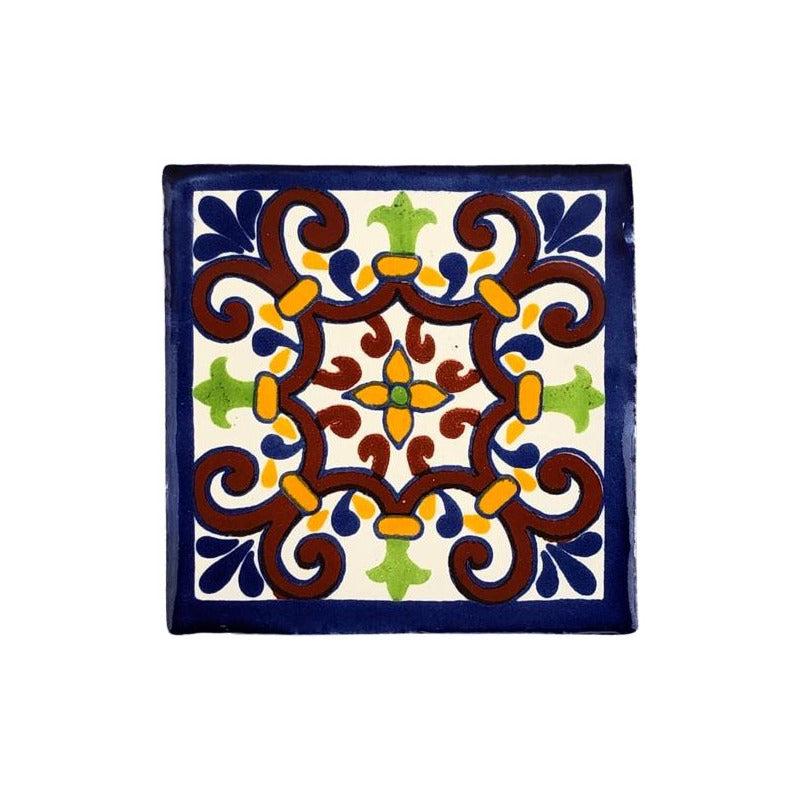 Azulejo 10.5cm Artesanal Tipo Talavera Liso 90pz #acln Acln-49