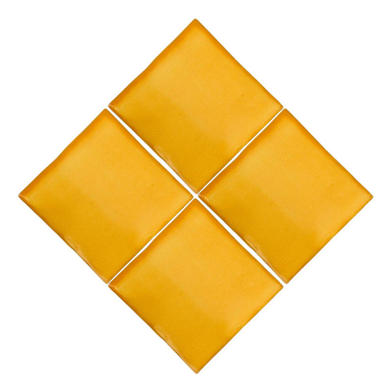 Azulejo 10.5cm Artesanal Tipo Talavera Liso 90pz Colores  Amarillo Sobre Blanco