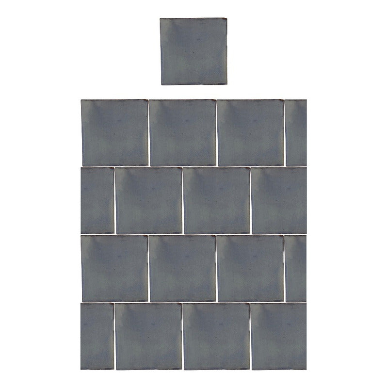 Azulejo 15.5cm Artesanal Talavera Liso 44pz Azul Claro S/bco