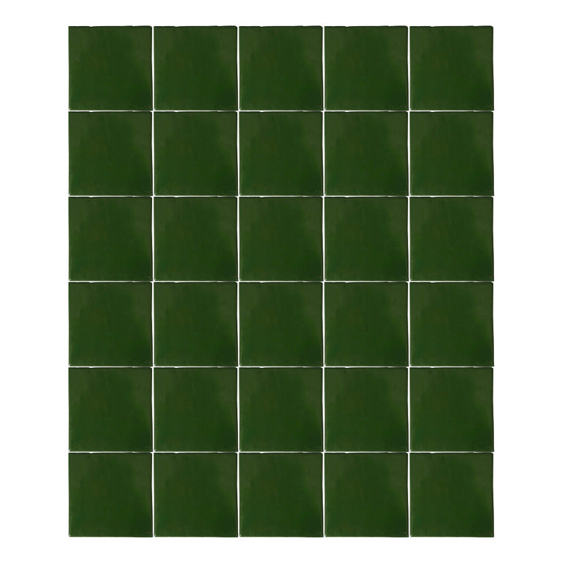 Azulejo 10.5cm Artesanal Tipo Talavera Liso 90pz Colores Verde Cromo