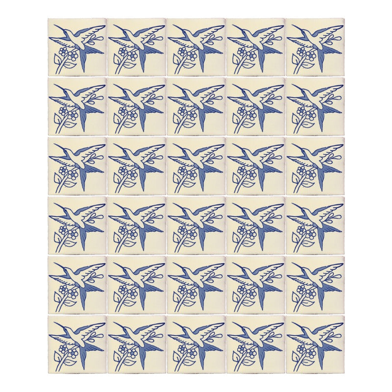 Azulejo 10.5cm Artesanal Tipo Talavera Liso 90pz #acls-125