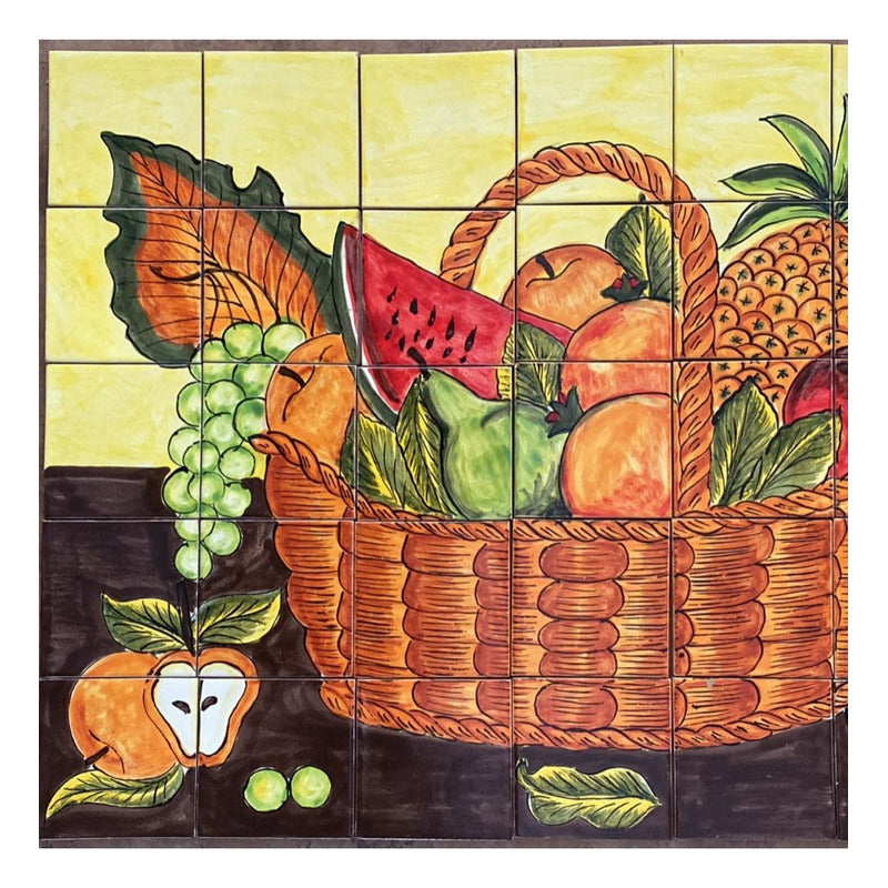 Mural 35pz Azulejo Artesanal Tipo Talavera Liso #m035-98 Variado