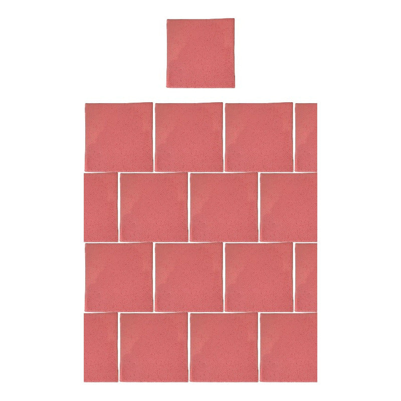 Azulejo 15.5cm Artesanal Talavera Liso 44pz Rosa Jaspe Rosa Jaspe