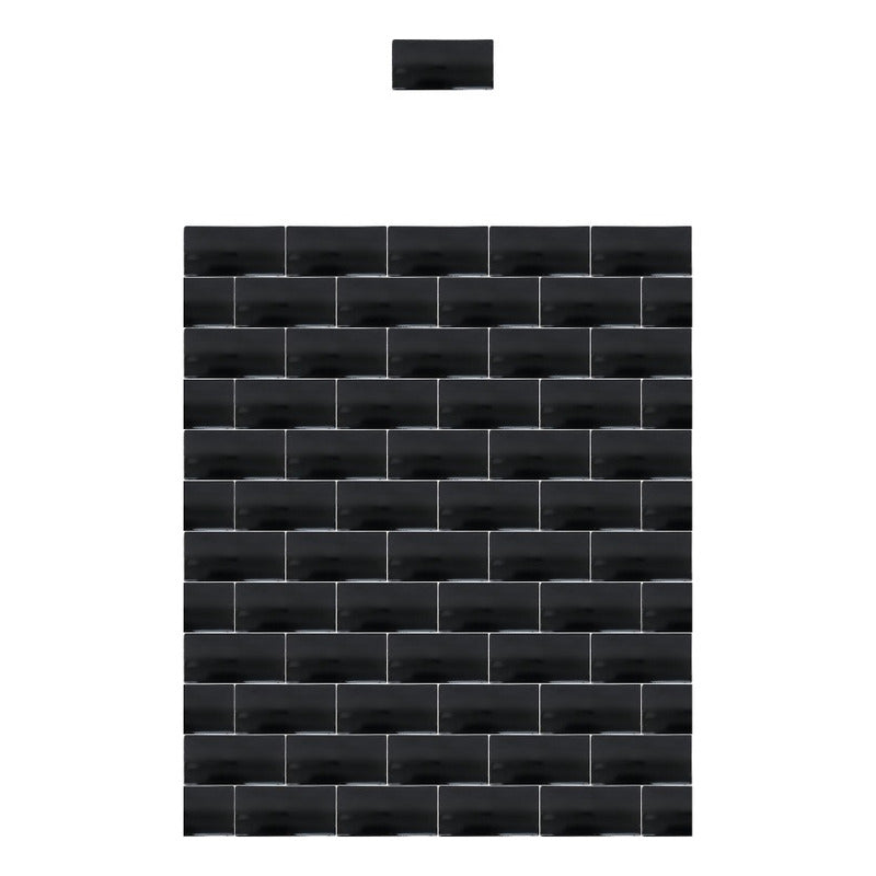 Azulejo 5cmx10cm Artesanal Talavera Liso 200pz Negro