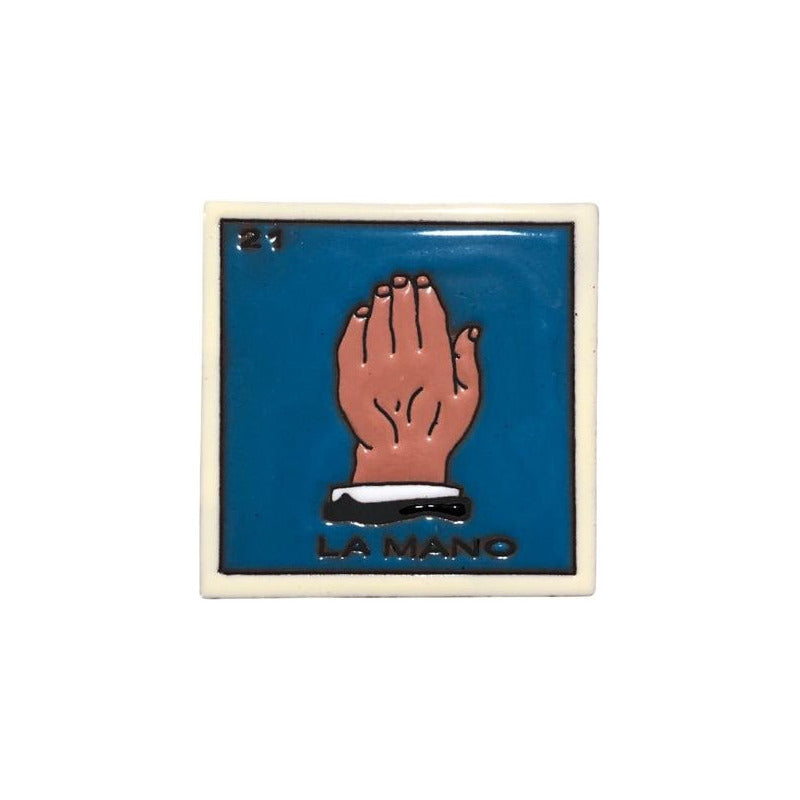 Lotería Azulejo Artesanal Tipo Talavera Relieve 1pz #alrn01 La Mano