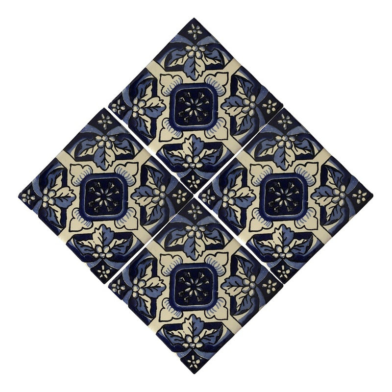 Azulejo 10.5cm Artesanal Talavera Liso 90pz #acln-25