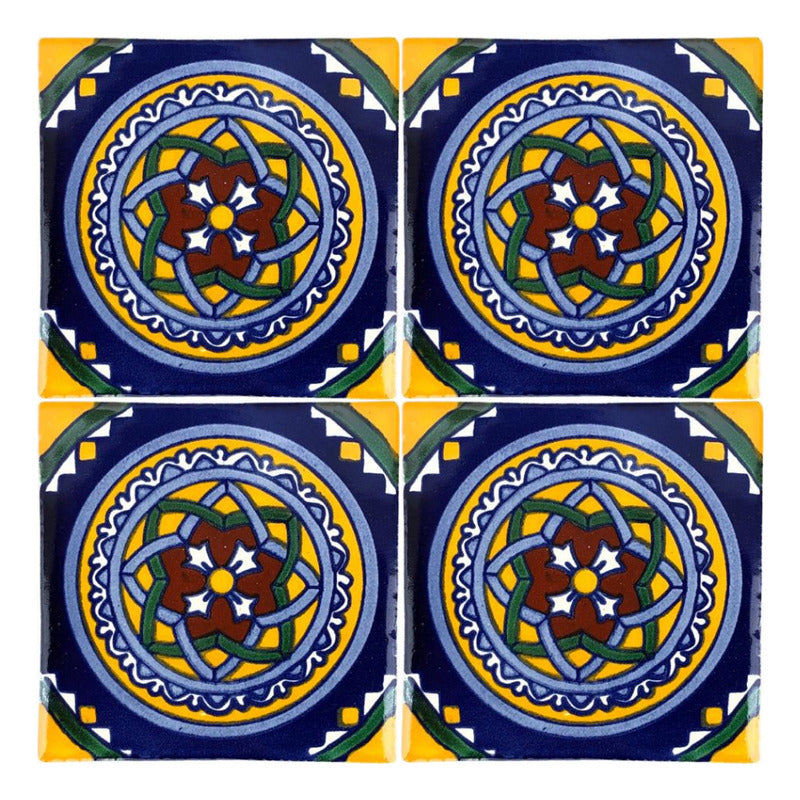 Azulejo 10.5cm Artesanal Tipo Talavera Liso 90pz #acln-51