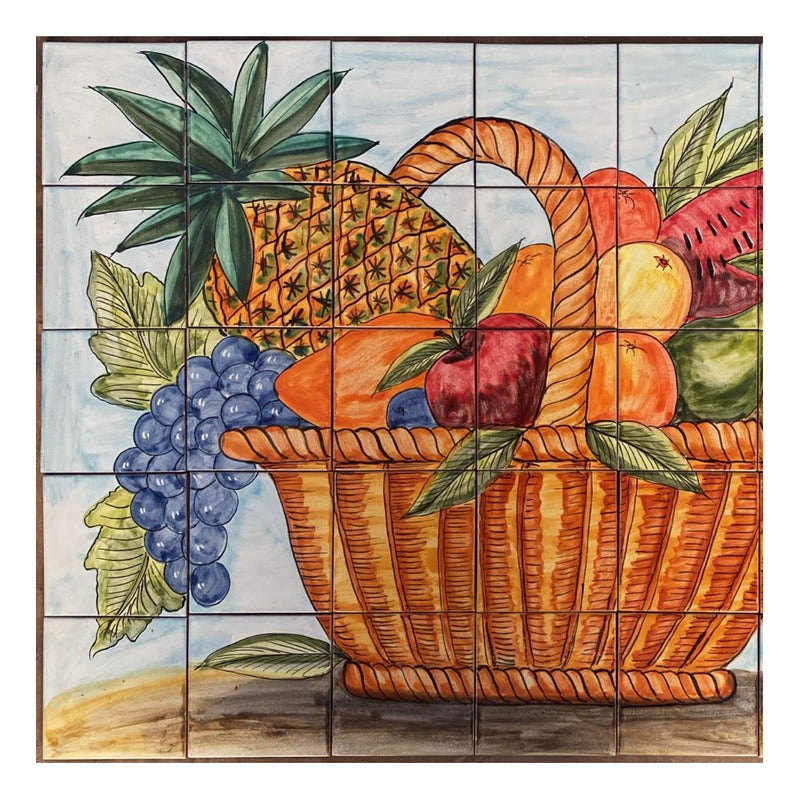 Mural 35pz Azulejo Artesanal Tipo Talavera Liso #m035-96 Variado