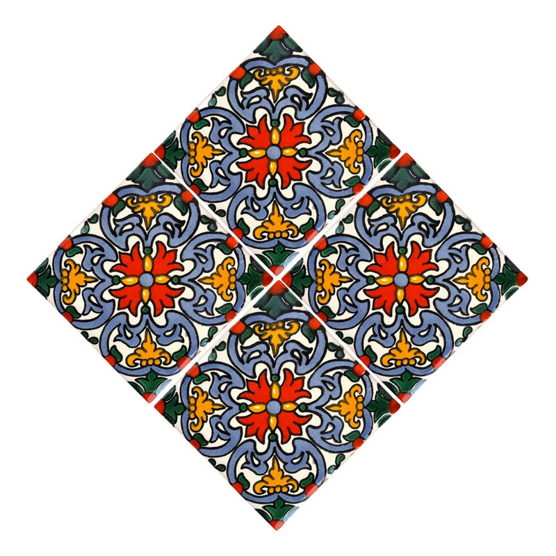 Azulejo 10.5cm Artesanal Tipo Talavera Liso 90pz #acln-45