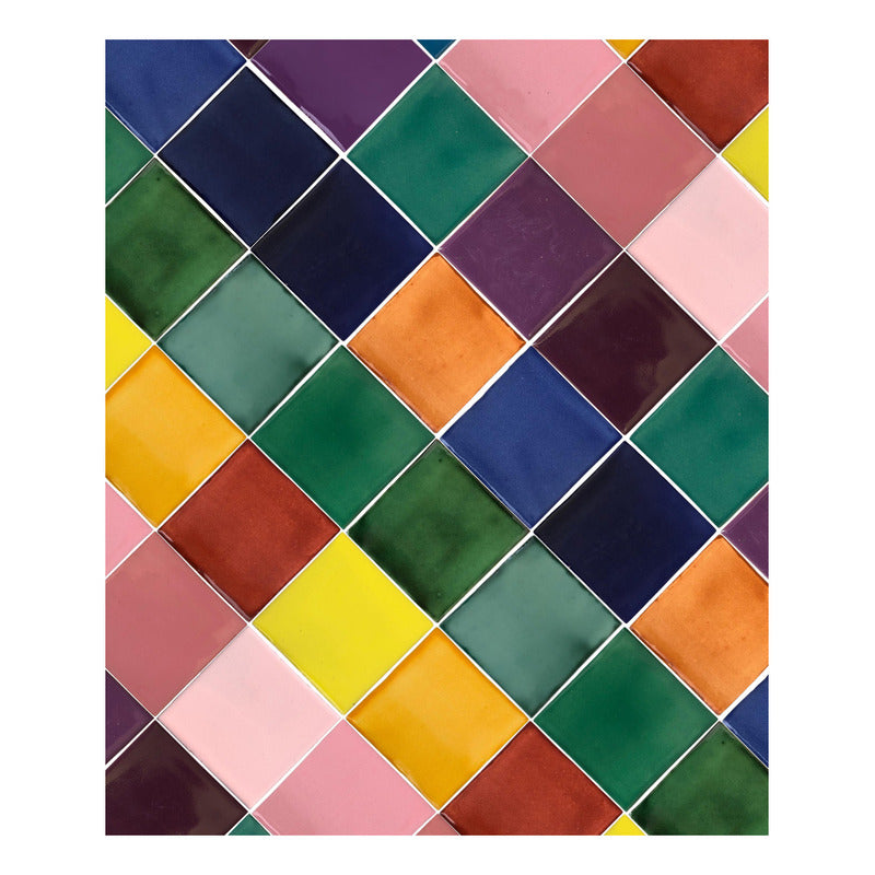 Azulejo 10.5cm Artesanal Tipo Talavera Liso 90pz Surtido S12