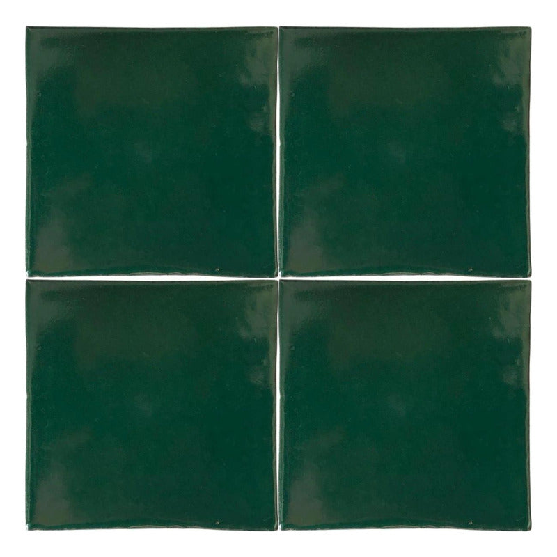 Azulejo Artesanal Talavera Liso 90pz Verde Brillante
