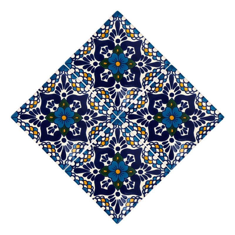 Azulejo 10.5cm Artesanal Tipo Talavera Liso 90pz #acln-55