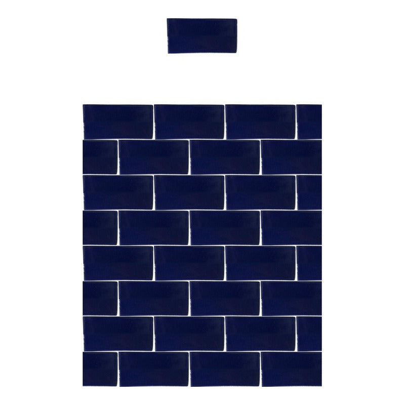 Azulejo 7.5cmx15.5cm Artesanal Talavera Liso 86pz Azul Cobal