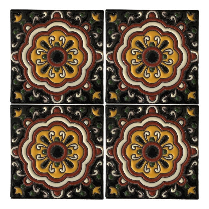 Azulejo 11cm Artesanal Talavera Relieve 90pz #acrs-24