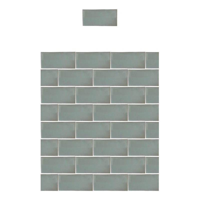 Azulejo 7.5cmx15.5cm Artesanal Talavera Liso 86pz Verde Ment