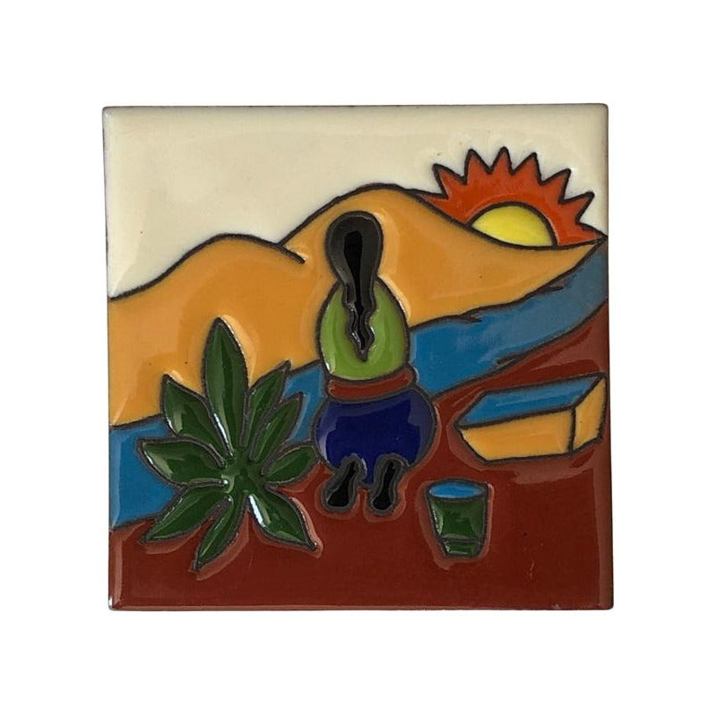 Azulejo 11cm Artesanal Tipo Talavera Relieve 80pz #acrn Acrn-04