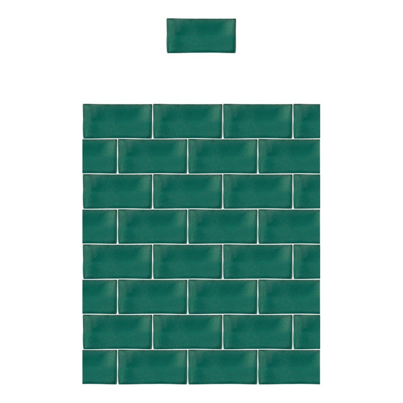 Azulejo 7.5cmx15.5cm Artesanal Talavera Liso 86pz Vde Ca S/b