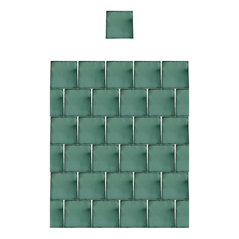 Azulejo 15.5cm Artesanal Talavera Liso 44pz Colores Verde Esmeralda