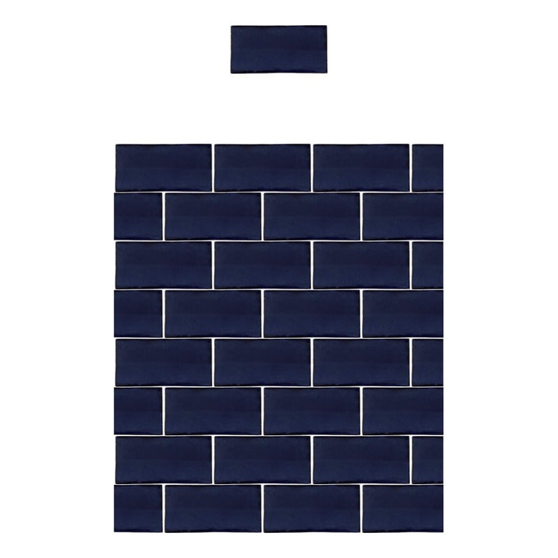 Azulejo 7.5cmx15.5cm Artesanal Talavera Liso 86pz Azul S/bco