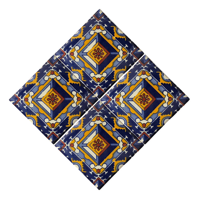 Azulejo 10.5cm Artesanal Tipo Talavera Liso 90pz #acln-21