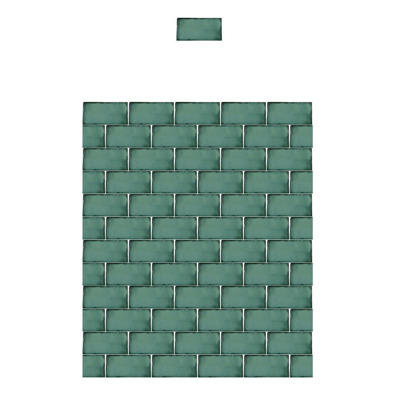 Azulejo 5cmx10cm Artesanal Talavera Liso 200pz Vde Esmeralda