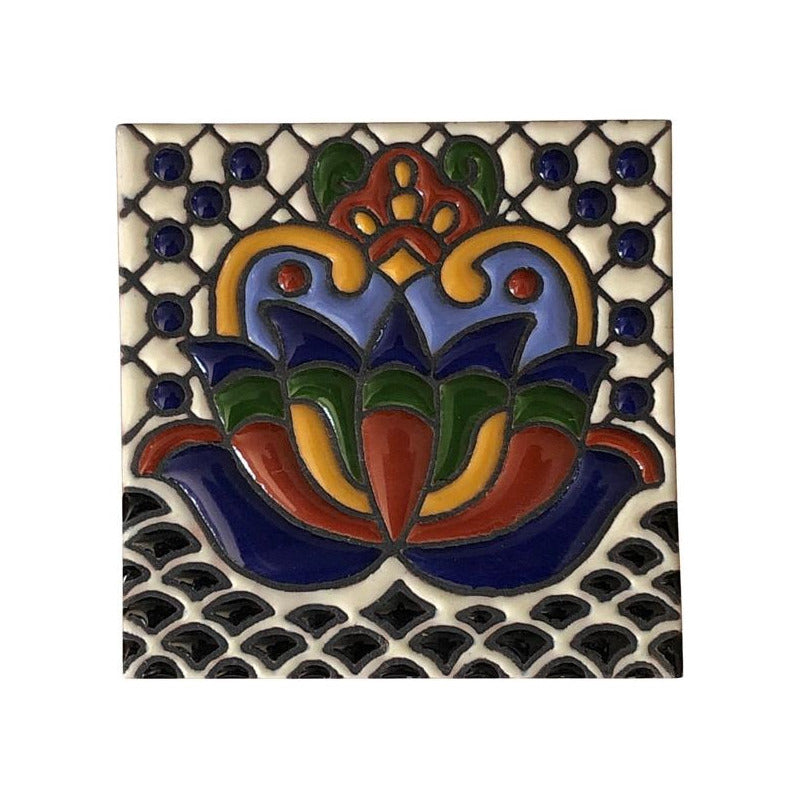 Azulejo 11cm Artesanal Tipo Talavera Relieve 30pz #acrs Acrs-15