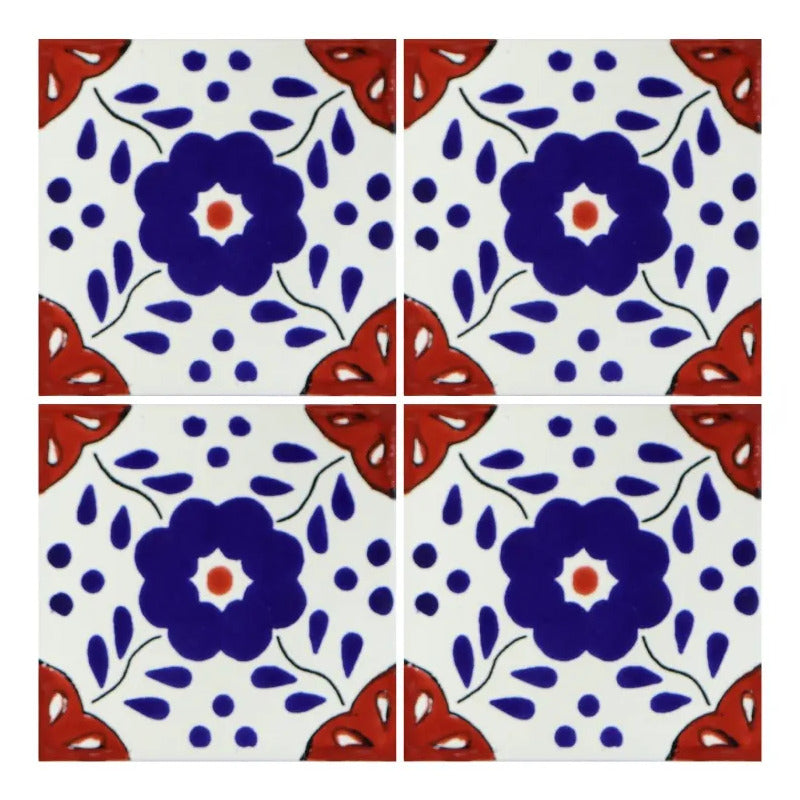 Azulejo Cerámico Artesanal 1m2  Alhambra 18 Blanco