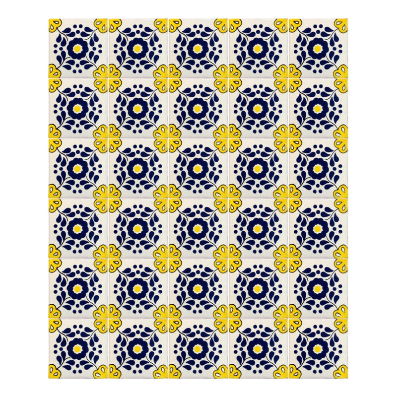 Azulejo 10.5cm Artesanal Talavera Liso 90pz #acln-36