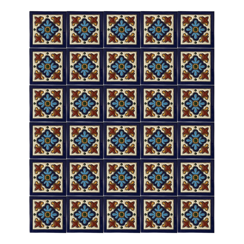Azulejo 11cm Artesanal Tipo Talavera Relieve 90pz #acrs-23