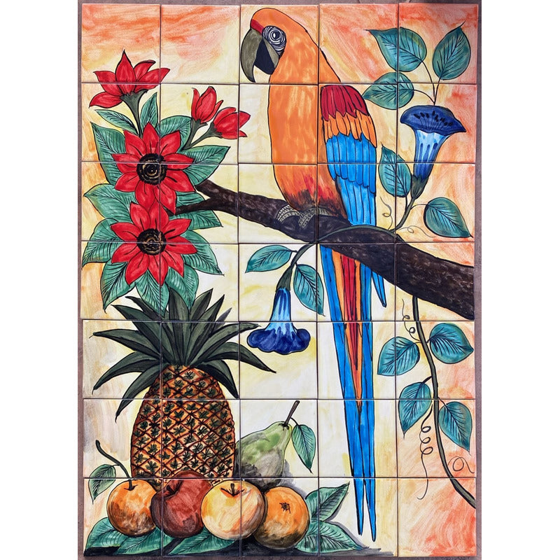 Mural 35pz Azulejo Artesanal Tipo Talavera Liso #m035-129 M035-129