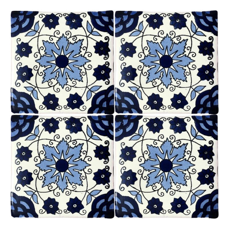 Azulejo 10.5cm Artesanal Tipo Talavera Liso 90pz #acln-54