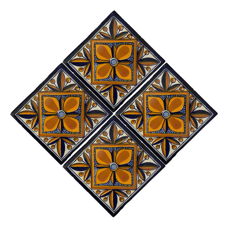 Azulejo 10.5cm Artesanal Tipo Talavera Liso 90pz #acln-28
