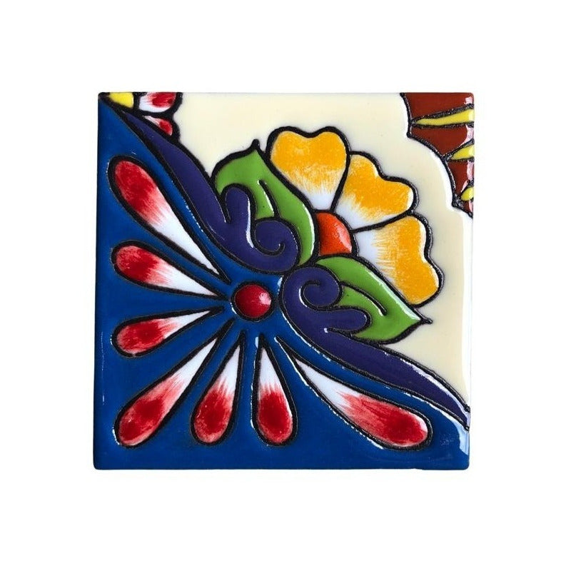 Mural 12pz Azulejo Artesanal Tipo Talavera Relieve #01