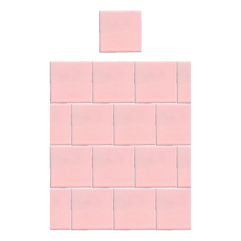 Azulejo 15.5cm Artesanal Talavera Liso 44pz Rosa Claro
