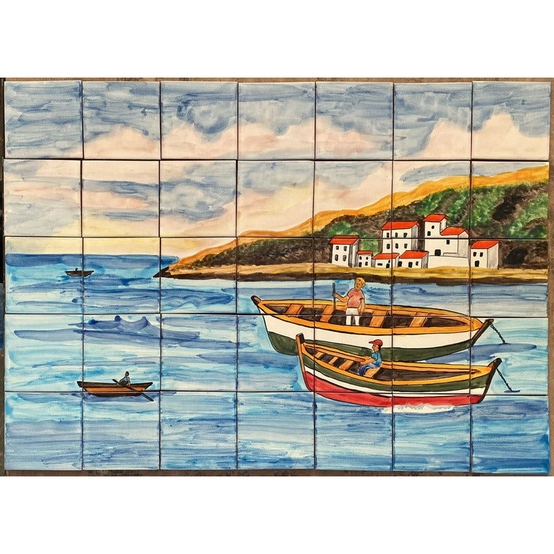 Mural 35pz Azulejo Artesanal Tipo Talavera Liso #m035-45 M035-45