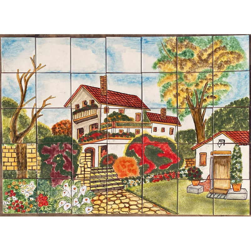 Mural 35pz Azulejo Artesanal Tipo Talavera Liso #m035-82 M035-82