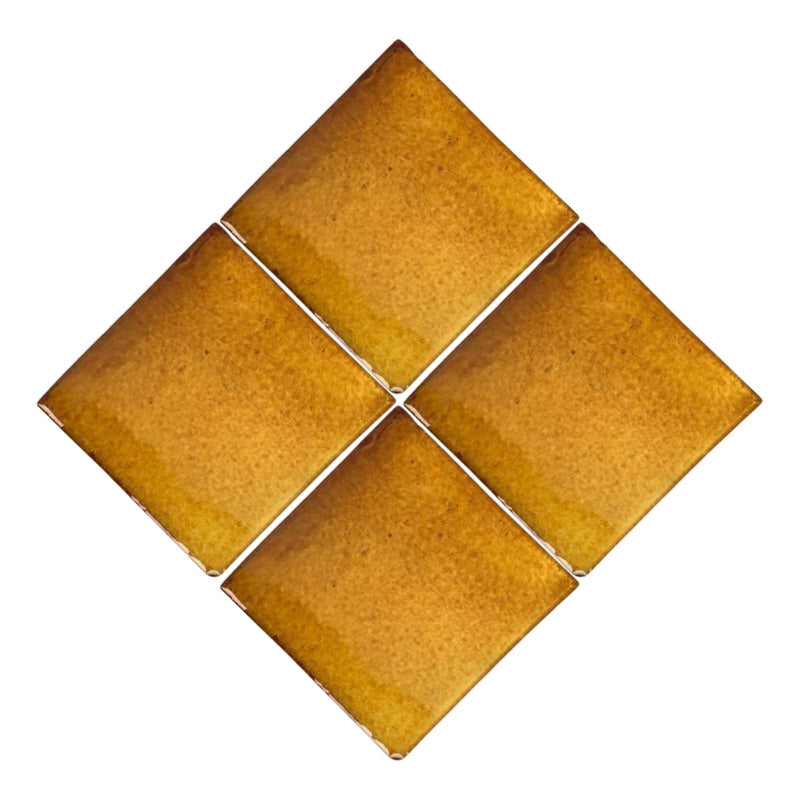 Azulejo Artesanal Tipo Talavera Liso 90pz Colores Oro Viejo
