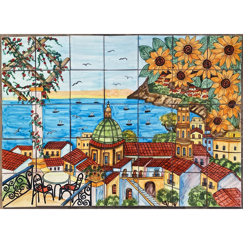 Mural 35pz Azulejo Artesanal Tipo Talavera Liso #m035-85 M035-85