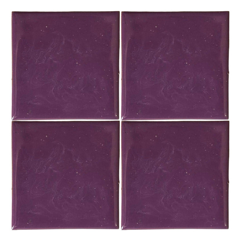 Azulejo 10.5cm Artesanal Tipo Talavera Liso 90pz Colores Lila Claro