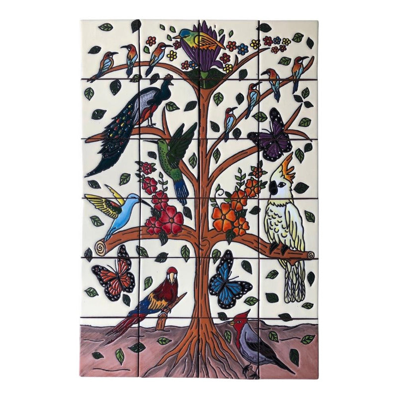 Mural 54pz Azulejo Artesanal Tipo Talavera Relieve #m054-01