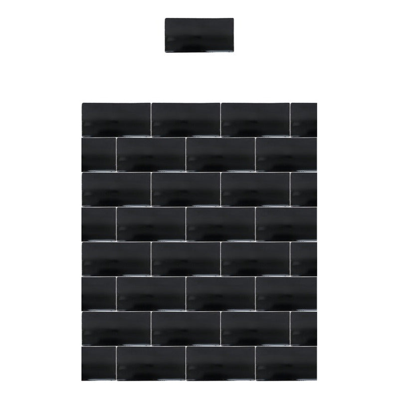 Azulejo 7.5cmx15.5cm Artesanal Talavera Liso 86pz Negro