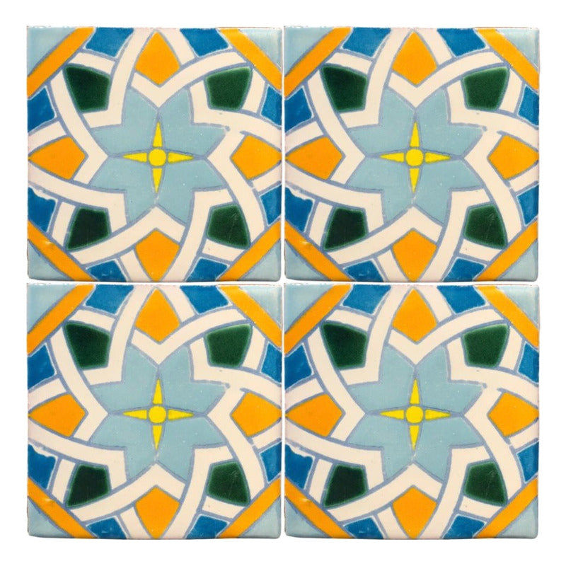 Azulejo 10.5cm Artesanal Talavera Liso 90pz #acln-44