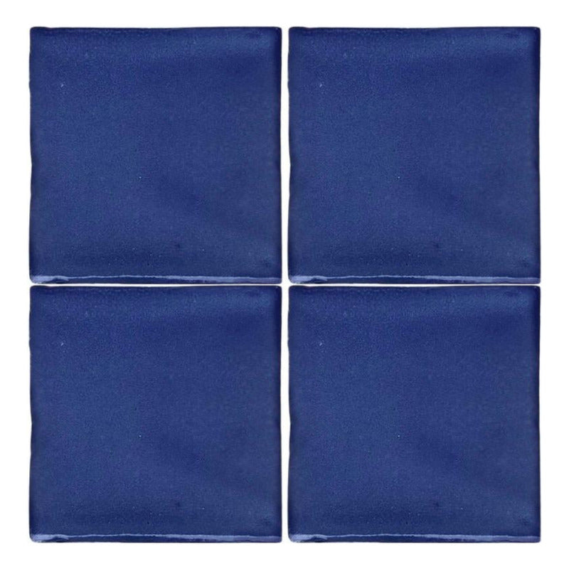 Azulejo Artesanal Tipo Talavera Liso 90pz Colores Azul Mezclilla