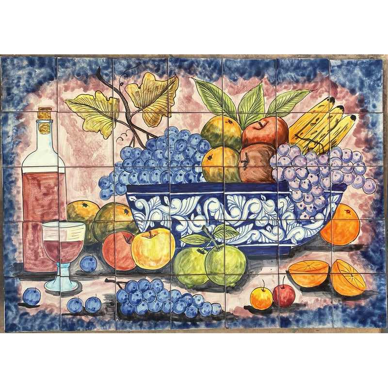 Mural 35pz Azulejo Artesanal Tipo Talavera Liso #m035-99 M035-99